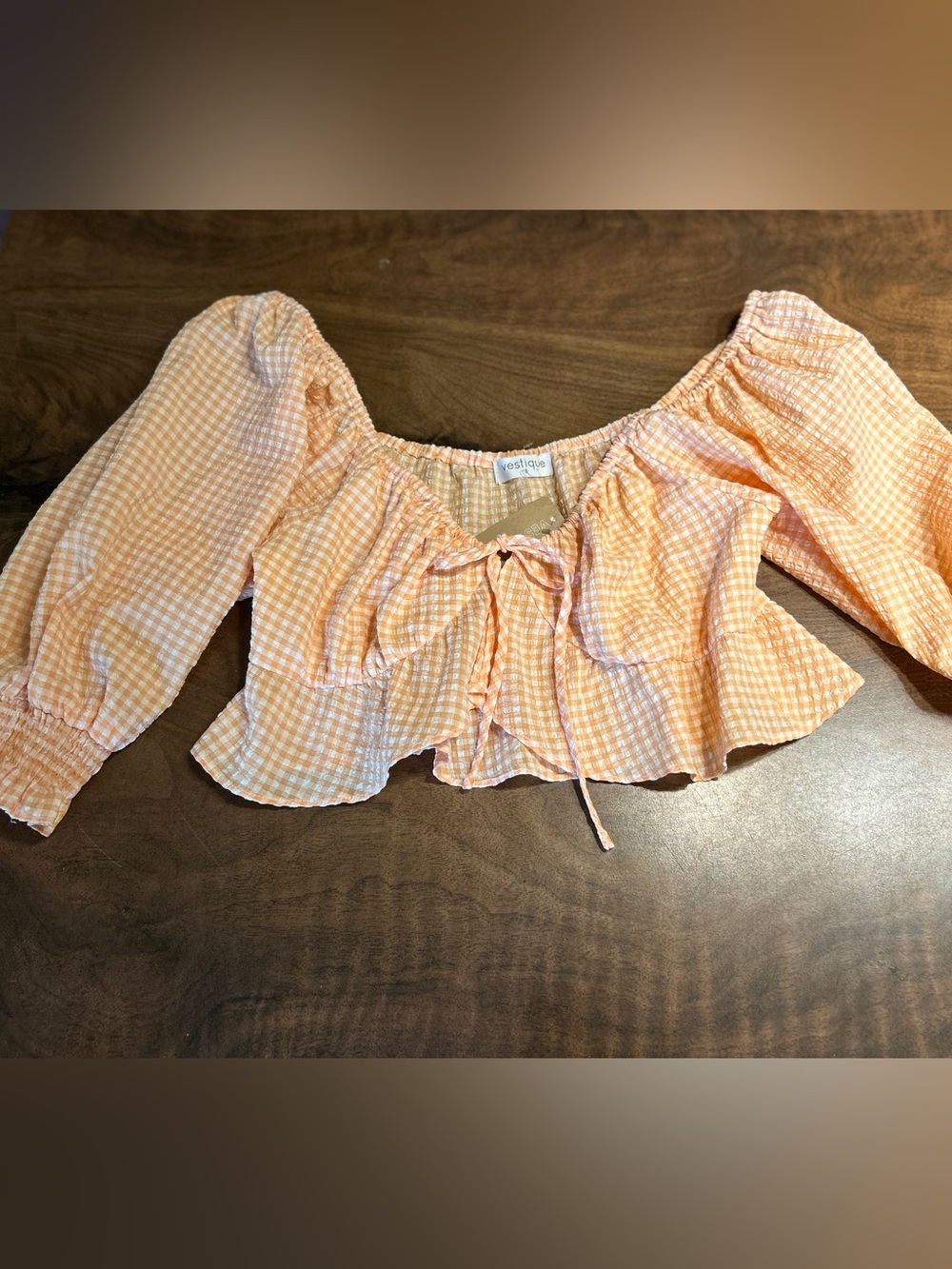 Vestique Georgia Peach Gingham Top